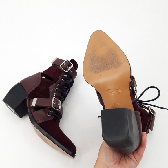 Chloe | Rylee Suede Ankle Boots in Deep Purple - Picture 9 of 11